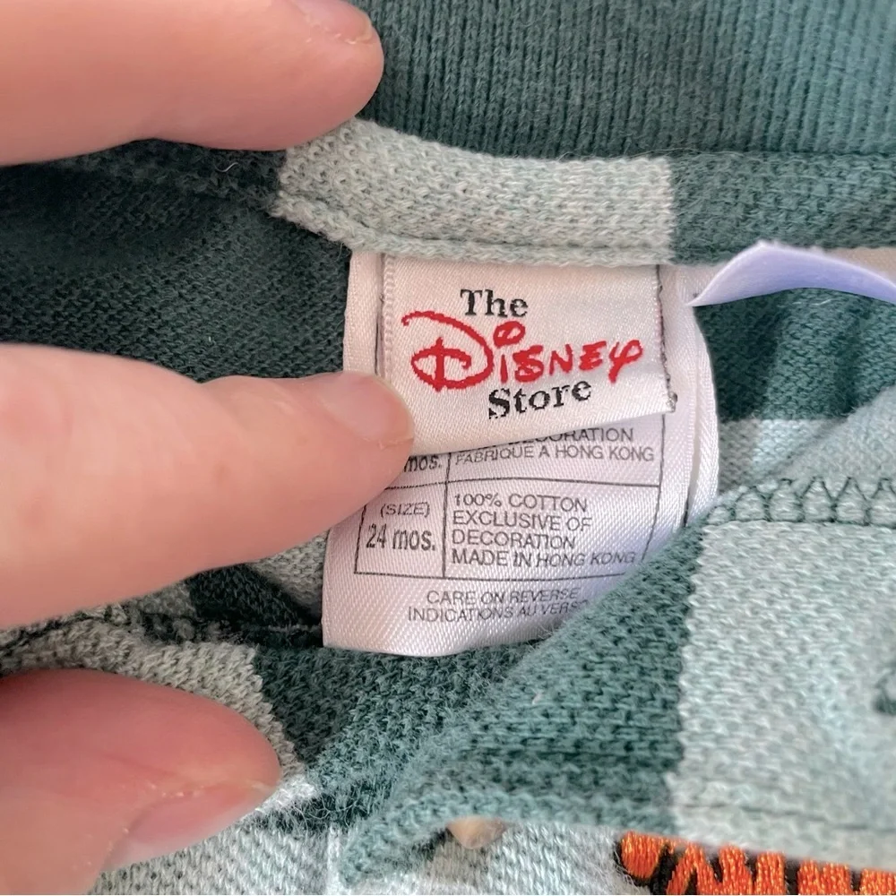 Vintage Disney Store Winnie the Pooh & Tigger Striped Polo Onesie-Size 24 months